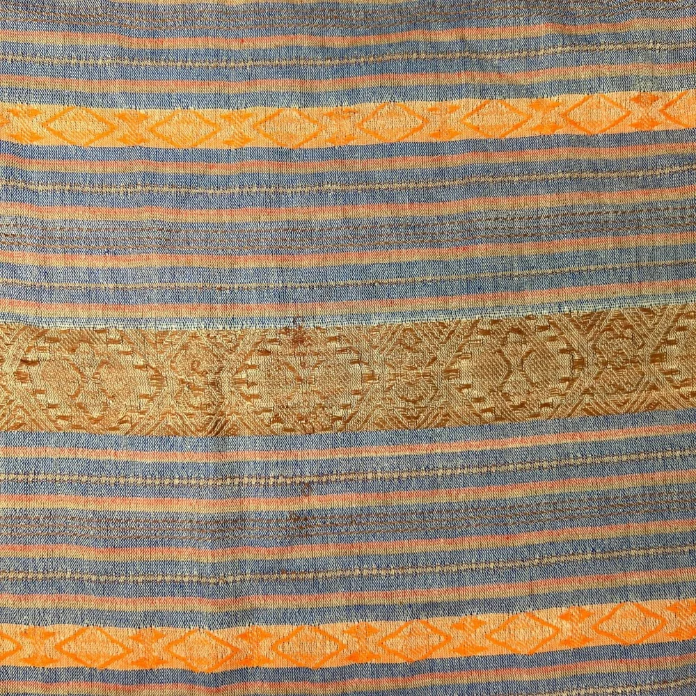 XL PASHMINA 100% Cashmere Scarf Fringe Shawl Southwestern Blue Orange GUC 27x66